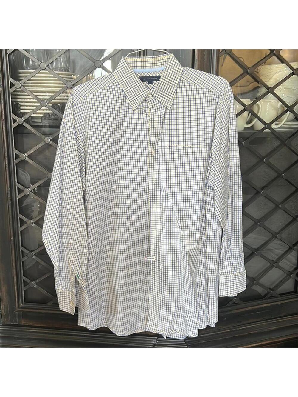 Tommy Hilfiger | Men’s Yellow & Blue Long Sleeve Shirt | Size Large | 0491
